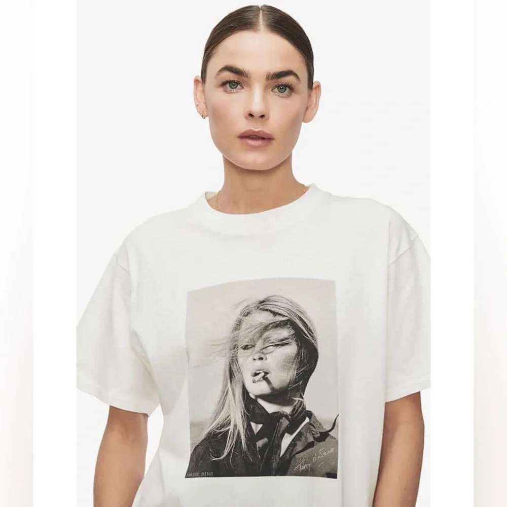 Anine Bing Ida Tee AB x Terry O’Neil—Brigitte Bardot Organic White Tee Large - Picture 4 of 12
